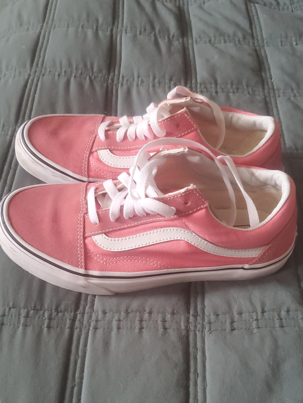 Vans Pink Canvas Old Skool Sneakers with White Stripe, worn just once.